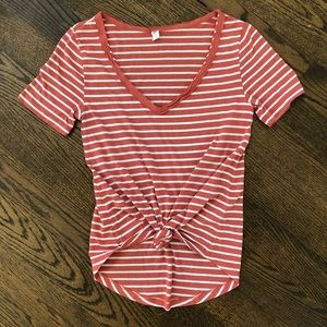 BP Striped V Neck Tee